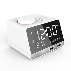 Enceinte sans fil YONIS Enceinte Bluetooth LED Radio Réveil USB Température Affichage HD Compacte Blanc