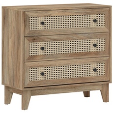 Commode 3 tiroirs style bohème chic cannage en rotin aspect bois de manguier