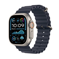 Watch Ultra 2 GPS + Cellular, boîtier en titane de 49 mm avec bracelet bleu ocean