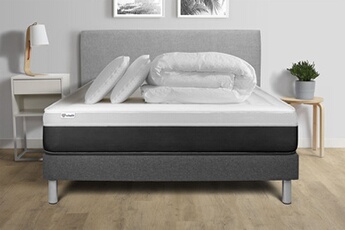 Pack lit complet - Matelas 140x190 cm + Sommier tapissier à lattes (en kit) + 2 oreillers + Couette - Vital Form