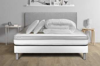 Pack lit complet - Matelas 160x200 cm + Sommier tapissier à lattes (en kit) + 2 oreillers + Couette - Vital Relax