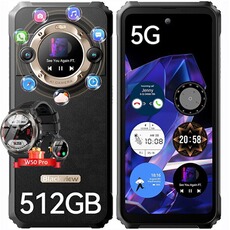 Smartphone Blackview BL9000 Téléphone Portable Incassable 5G Double Écran 24Go+512Go 6.78 8800mAh/120W Or avec Smartwatch Blackview W50 Pro