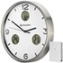 Bresser MyTime ND Thermo-Hygro Horloge Murale Radio-pilotée Silencieuse - Cadre Acier Inoxydable, Température Et Humidité, Blanc