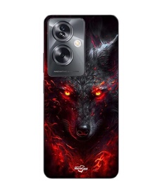 Coque Oppo A79 5G Loup noir feu rouge