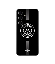 Coque Samsung Galaxy S24 FE psg logo jordan gris fond noir