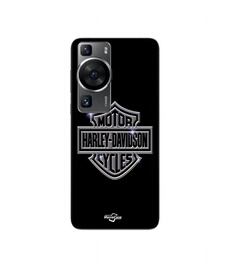 Coque Huawei P60 Harley Davidson logo motor sycles gris front noir