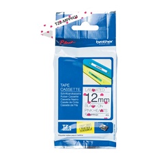 Ruban cassette Brother TZe MPPH31 12 mm sur motif à cœurs roses - vue 2