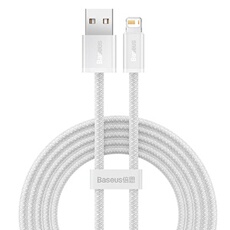 Câble de Charge et de Transfert USB-A / Lightning 2m 2.4A en Nylon Tressé Blanc