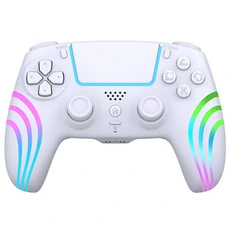 Manette Alpha Omega Players Manette sans fil pour PS4 et PC Rainbow Led Blanc