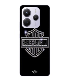 Coque Xiaomi Redmi Note 14 5G Harley Davidson logo motor sycles gris front noir