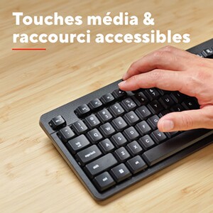 Trust ODY II Clavier Sans Fil Silencieux AZERTY Français - Touches Plates, Résistant Éclaboussures, USB 2.4GHz