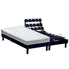 Lit Electrique Matelas Mousse Accueil Memoire De Forme + Sommier Electrique 2x90x200