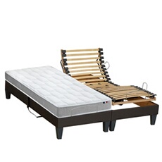 Lit Electrique Matelas Mousse Accueil Memoire De Forme + Sommier Electrique 2x90x200