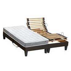 Lit Electrique Mousse Ferme + Sommier Electrique 2x90x200 Reglage Fermete Au Niveau Lombaire
