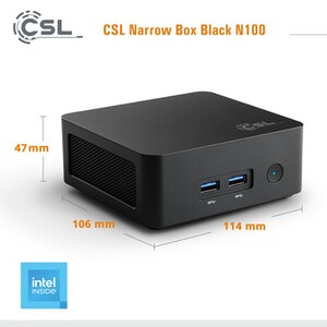 Mini PC CSL Mini PC Narrow Box Black 16 Go RAM 2000 Go M.2 SSD Windows ...