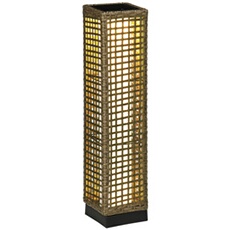 Lampadaire solaire LED style exotique H.69 cm résine tressée aspect rotin naturel
