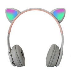 Casque audio YONIS Casque Audio Sans Fil LED Oreilles De Chat Rose Pour Gaming Confort HiFi Noir