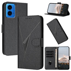 Coque pour Motorola MOTO G45 Etui De Téléphone Cuir PU Premium Avec Couvercle de Protection Flip Slots de Cartes - Noir