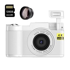 Appareil photo compact GENERIQUE Appareil Photo Numérique Compact SZSMART R2S 48MP 4K HD 3 pouces avec anti-vibration et zoom + 128 Go + objectif - Blanc