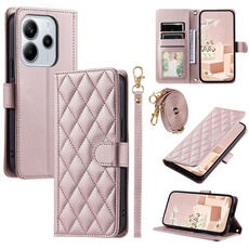 Coque pour Xiaomi Redmi Note 14 Pro 4G Protection magnétique Souple en cuir PU Flip Slim Cover avec longue sangle Compatible avec Xiaomi Redmi Note