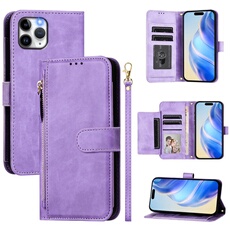 Etui à bascule pour FOXDOCK iPhone 11 Pro Protection Soft PU Le cuir à glissière Portefeuille Couverture de téléphone compatible avec iPhone 11