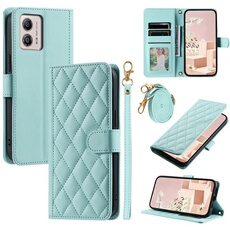Coque pour Motorola Moto G73 Protection magnétique Souple en cuir PU Flip Slim Cover avec longue sangle Compatible avec Motorola Moto G73-Vert clair