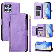 Etui à bascule pour FOXDOCK Honor X6 4G Protection Soft PU Le cuir à glissière Portefeuille Couverture de téléphone compatible avec Honor X6