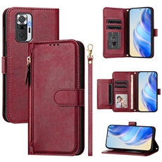 Etui à bascule pour Xiaomi Redmi Note 10 Pro 4G Protection Soft PU Le cuir à glissière Portefeuille Couverture de téléphone compatible avec Xiaomi