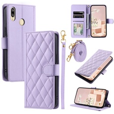 Coque pour FOXDOCK Huawei P20 Lite Protection magnétique Souple en cuir PU Flip Slim Cover avec longue sangle Compatible avec Huawei P20 Lite-Violet