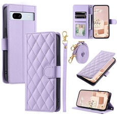 Coque pour FOXDOCK Google Pixel 7A Protection magnétique Souple en cuir PU Flip Slim Cover avec longue sangle Compatible avec Google Pixel 7A-Violet