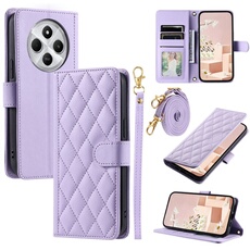 Coque pour Xiaomi Redmi 14C Protection magnétique Souple en cuir PU Flip Slim Cover avec longue sangle Compatible avec Xiaomi Redmi 14C-Violet