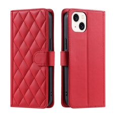 Coque pour FOXDOCK iPhone 14 Plus Protection magnétique Souple en cuir PU Flip Slim Cover avec longue sangle Compatible avec iPhone 14 Plus-Rouge