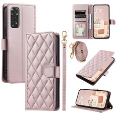 Coque pour Xiaomi Redmi Note 11S 4G/11 4G Protection magnétique Souple en cuir PU Flip Slim Cover avec longue sangle Compatible avec Xiaomi Redmi