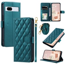 Coque pour FOXDOCK Google Pixel 7A Protection magnétique Souple en cuir PU Flip Slim Cover avec longue sangle Compatible avec Google Pixel 7A-Vert