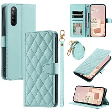 Coque pour FOXDOCK Sony Xperia 10 V Protection magnétique Souple en cuir PU Flip Slim Cover avec longue sangle Compatible avec Sony Xperia 10 V-Vert