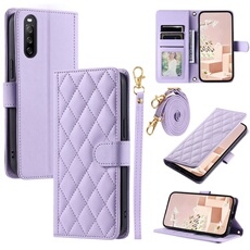 Coque pour FOXDOCK Sony Xperia 10 V Protection magnétique Souple en cuir PU Flip Slim Cover avec longue sangle Compatible avec Sony Xperia 10