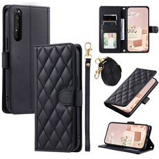 Coque pour FOXDOCK Sony Xperia 1 IV Protection magnétique Souple en cuir PU Flip Slim Cover avec longue sangle Compatible avec Sony Xperia 1 IV-Noir
