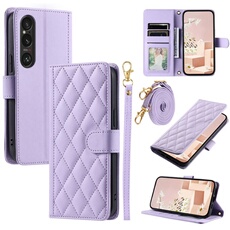 Coque pour FOXDOCK Sony Xperia 1 VI Protection magnétique Souple en cuir PU Flip Slim Cover avec longue sangle Compatible avec Sony Xperia 1