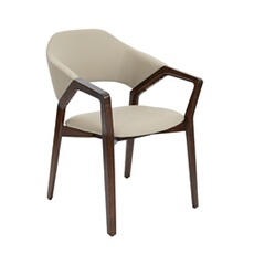 Chaise en simili cuir et bois noyer 4068C, 57 x 58 x 80 cm. -