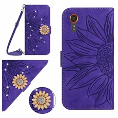 Etui pour FOXDOCK Samsung Galaxy X Cover7 5G Salle de tournesol en relief avec du portefeuille de support de carte magnétique Diamants avec couvercle