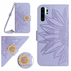Etui pour FOXDOCK Huawei P30 Pro Salle de tournesol en relief avec du portefeuille de support de carte magnétique Diamants avec couvercle de