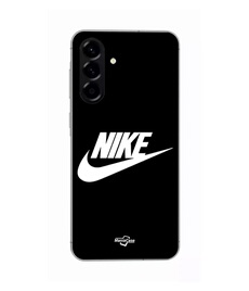 Coque Pour Samsung Galaxy A56 nike logo blanc front noir