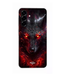 Coque Pour Samsung Galaxy A56 Loup noir feu rouge