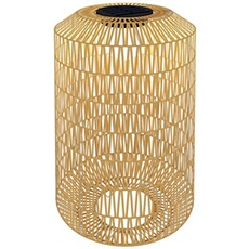 Lampadaire solaire LED en résine tressée filaire style boho dia. 30 x 55H cm beige