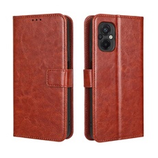 Coque pour Xiaomi Poco M5 Protection Antichoc Effet Etui Cuir et Intérieur TPU avec Porte-Cartes Fonction de Suppport Marron