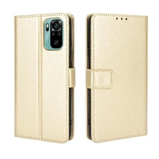 Coque pour Xiaomi Poco M5S Protection Antichoc Effet Etui Cuir et Intérieur TPU avec Porte-Cartes Fonction de Suppport Doré