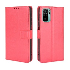Coque pour Xiaomi Poco M5S Protection Antichoc Effet Etui Cuir et Intérieur TPU avec Porte-Cartes Fonction de Suppport Rouge