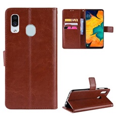 Coque pour ZURSANA Samsung Galaxy A40 Protection Antichoc Effet Etui Cuir et Intérieur TPU avec Porte-Cartes Fonction de Suppport Marron