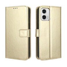 Coque pour Motorola MOTO G73 5G Protection Antichoc Effet Etui Cuir et Intérieur TPU avec Porte-Cartes Fonction de Suppport Doré