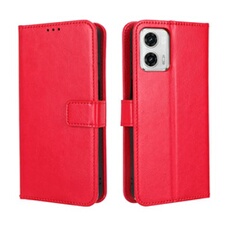 Coque pour Motorola MOTO G73 5G Protection Antichoc Effet Etui Cuir et Intérieur TPU avec Porte-Cartes Fonction de Suppport Rouge